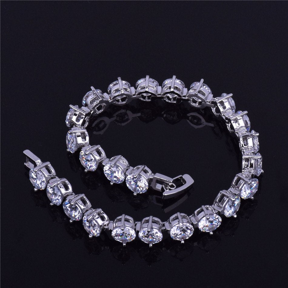6MM Iced Out Lab Diamond Tennis Chain Bracelet 14k Gold Silver Bracelet