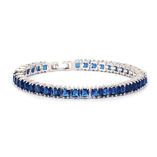 Iced Princess | Colorful VVS Diamond CZ Stone 6mm Princess Cut Tennis Bracelet