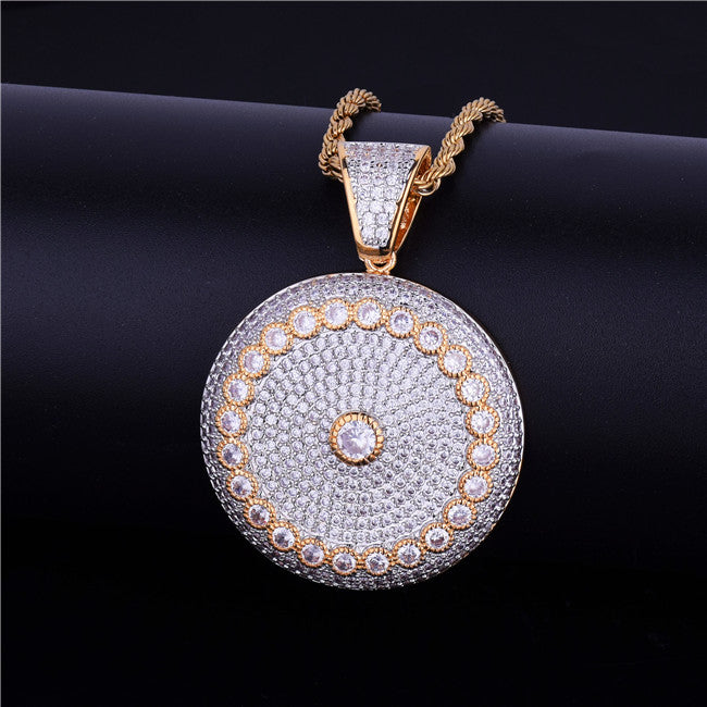 Flooded Ice AAA Micro Pave Round Solitaire 18k Gold .925 Silver Big Boy Hip Hop Medallion Pendant