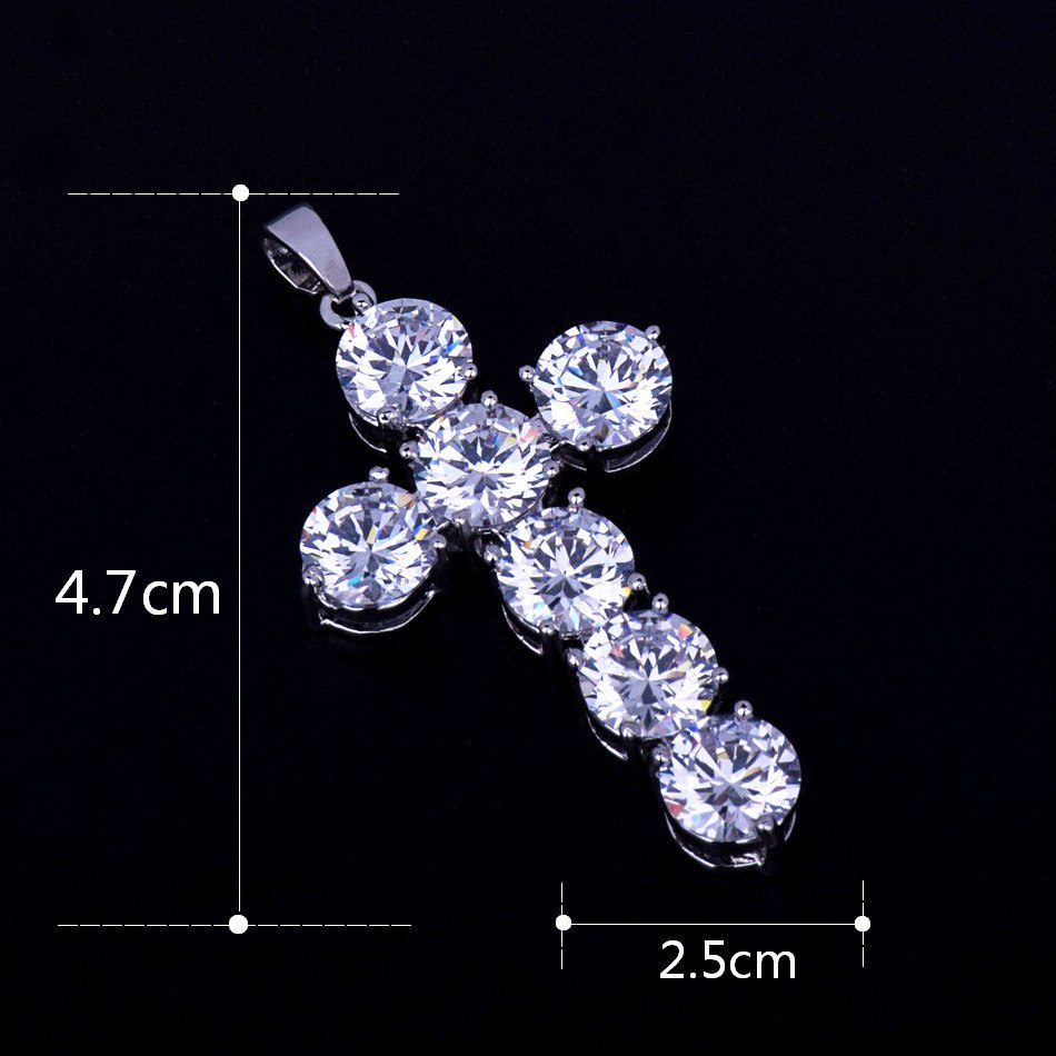 Luxe Stone |  24k .925 Silver Rose Gold Handset 5A Ice Stone Cross Pendant