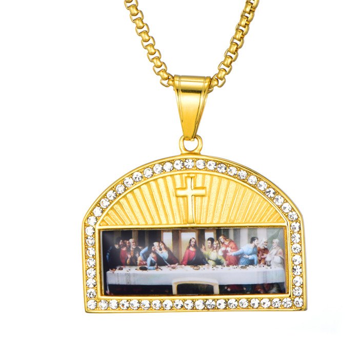 The Last Supper | Art Deco Painting 14k Gold No Fade Stainless Steel Hip Hop Pendant