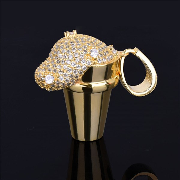 Flooded Ice 18k Gold Lean Drank Cup AAA Micro Pave Hip Hop Pendant Chain Necklace