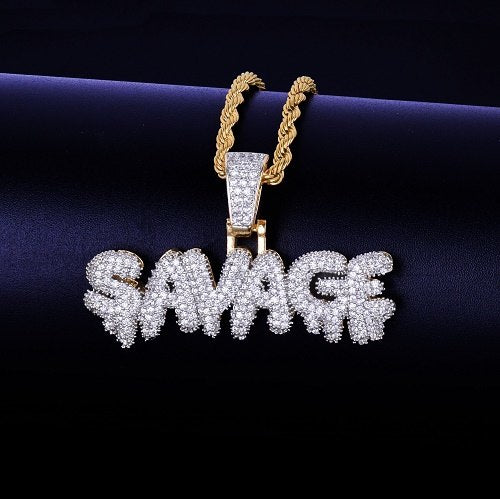 Micro Pave AAA True Micro Pave 18k Gold Savage Custom Hip Hop Pendant