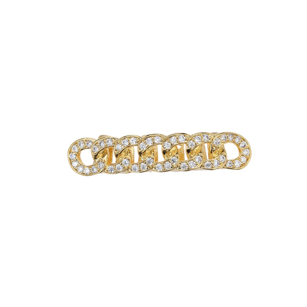Hip Hop Diamond Cz Bling Iced Miami Cuban Link Bottom Teeth Grillz Grills