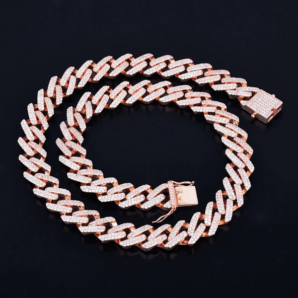 Gold Silver Rose Gold 14mm Miami Cuban Choker Square Link Hip Hop Chain Necklace