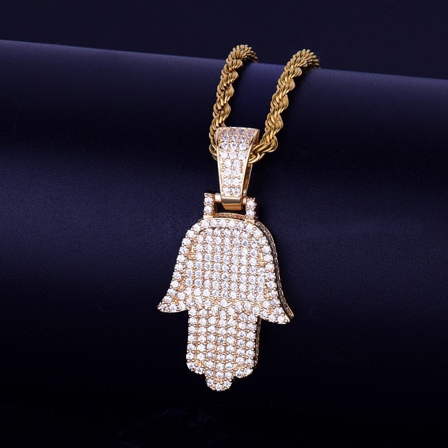 The Hamsa Hand | 18k Gold 925 Silver Micro Pave Iced Blinged Out Pendant
