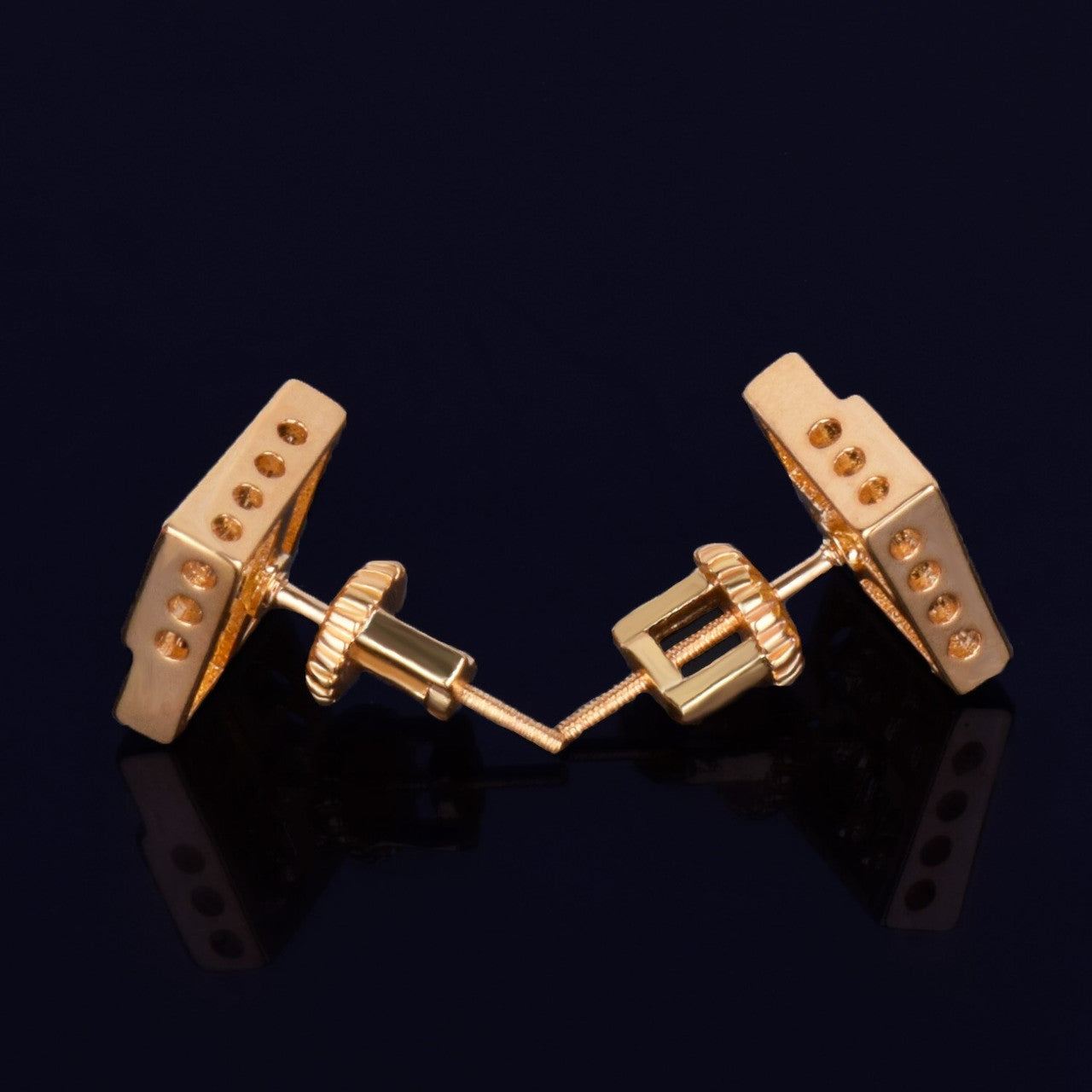The Slab | 10MM VVS Diamond CZ Square Gold Silver Screw Back Hip Hop Earrings