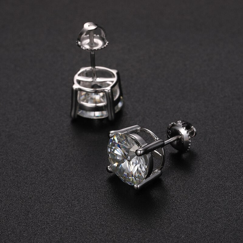 10mm Solid Sterling Silver Genuine Lab Diamond Hip Hop Blinged Out Earrings