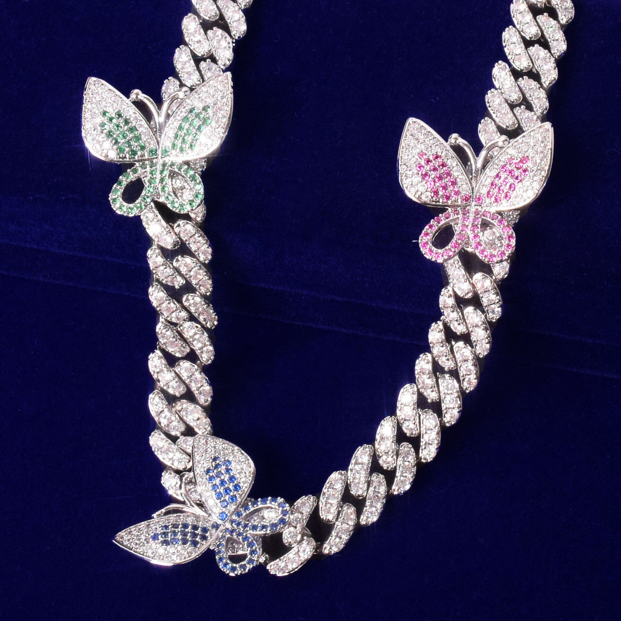 Enchanted Butterfly | Multi Color 10mm Colorful Zircon Monarch Bling Necklace