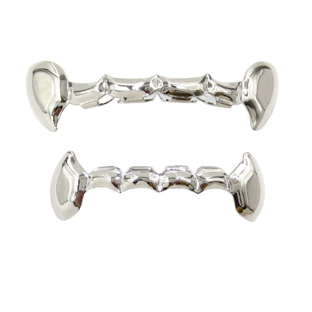 Gold Silver Rose Gunmetal Fang Slim Grillz Top Bottom Set