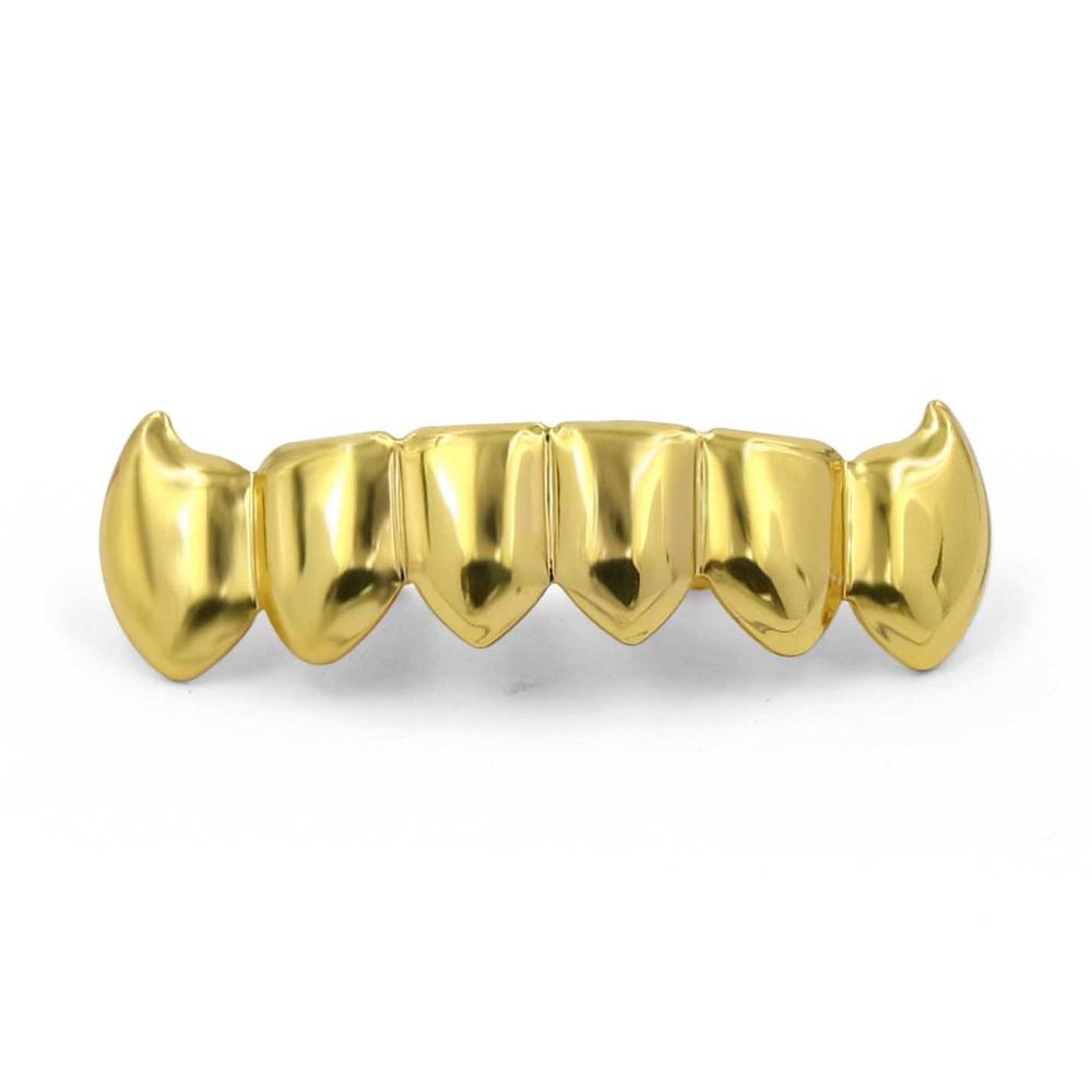 Hip Hop Lower Bottom Custom Fit Yellow Gold Teeth Fang Grillz