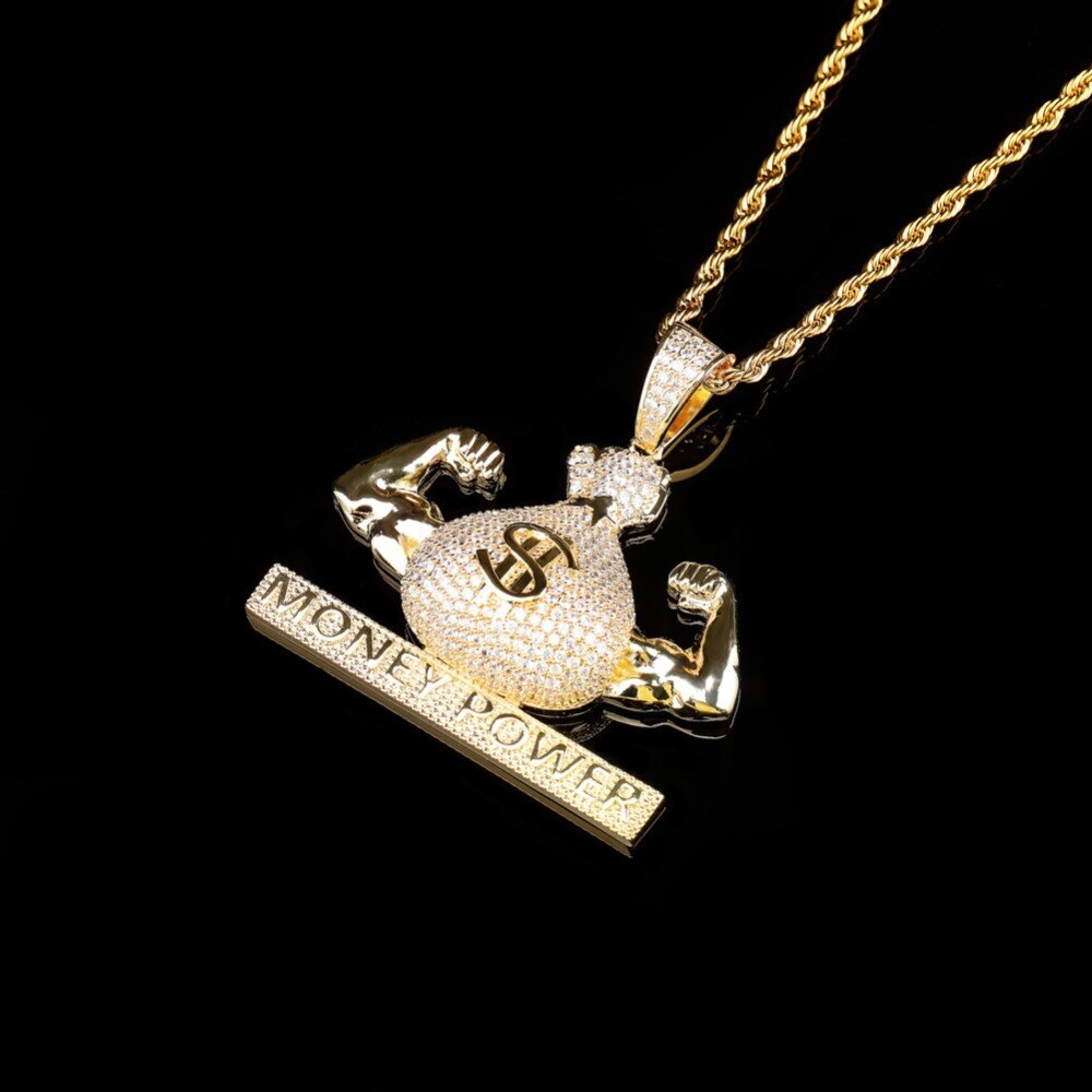 Money Power Strong Arms So Sleeves 18k Gold 925 Silver Money Bag Pendant
