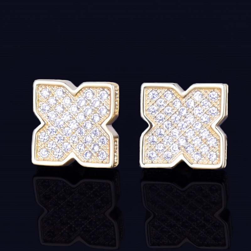 Star Studded | 9MM Silver 14k Gold VVS Diamond CZ Hip Hop Screw Back Earrings