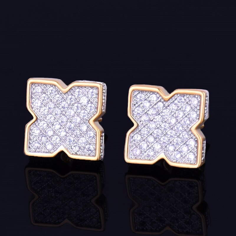 Star Studded | 9MM Silver 14k Gold VVS Diamond CZ Hip Hop Screw Back Earrings