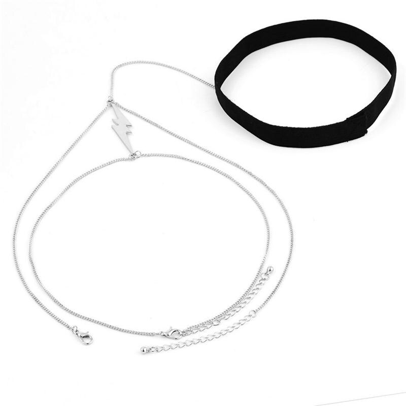 Hot Girl Lightning Double Layer Gold Silver Thigh Body Chain Necklace