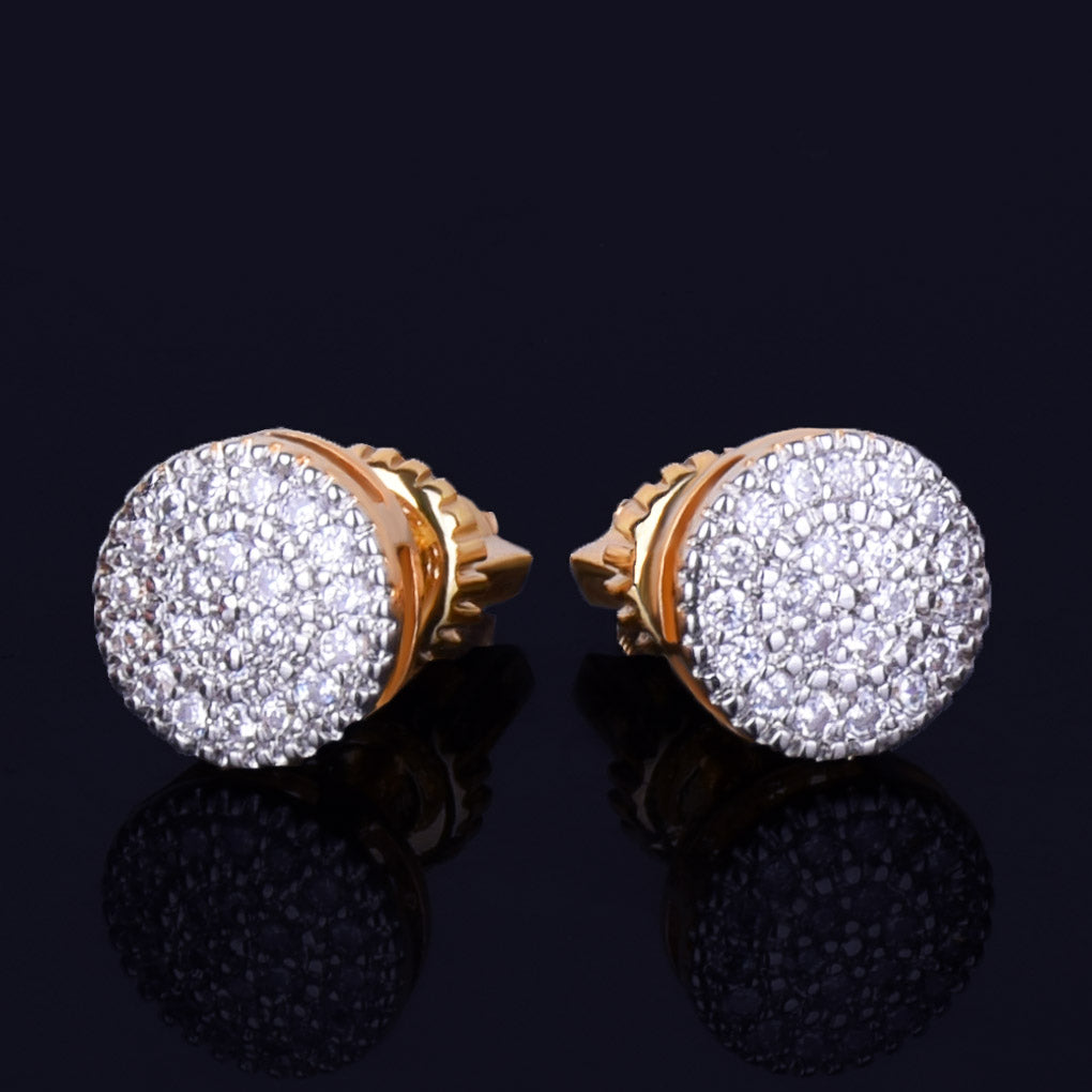 Polar Caps | 8MM Round Stud  VVS Diamond CZ Screw Back Hip Hop Earrings