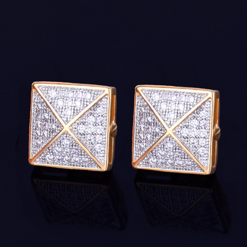 Pyramid Peak | 11MM Square Gold Silver VVS Diamond CZ Hip Hop Earrings