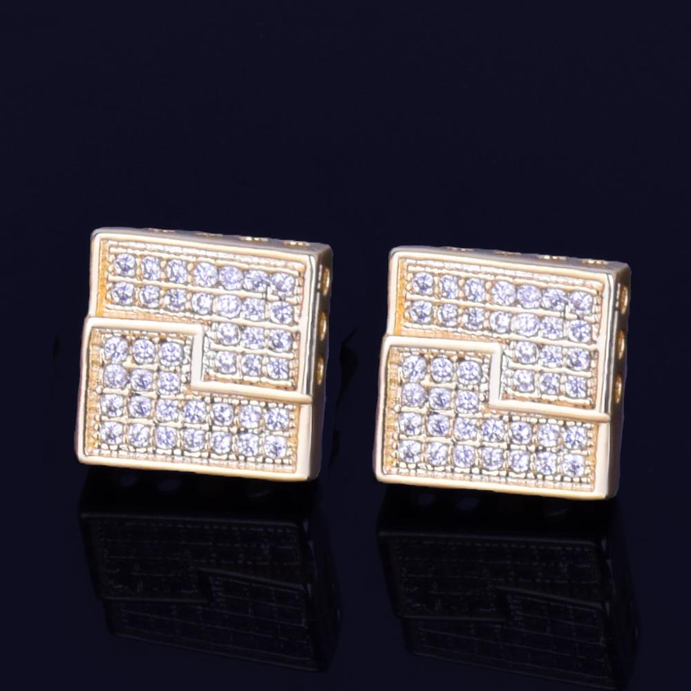 The Slab | 10MM VVS Diamond CZ Square Gold Silver Screw Back Hip Hop Earrings