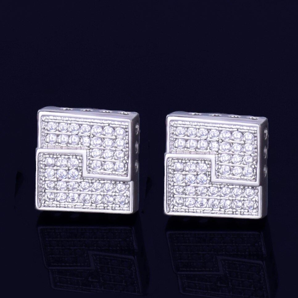 The Slab | 10MM VVS Diamond CZ Square Gold Silver Screw Back Hip Hop Earrings