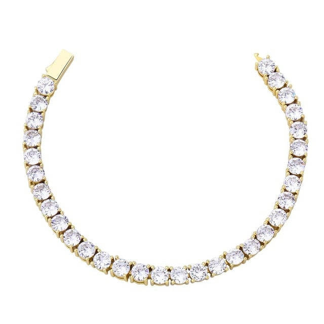 Mens Flooded Ice Spring Buckle 3MM-6MM Hip Hop 1 Row Tennis Bracelets