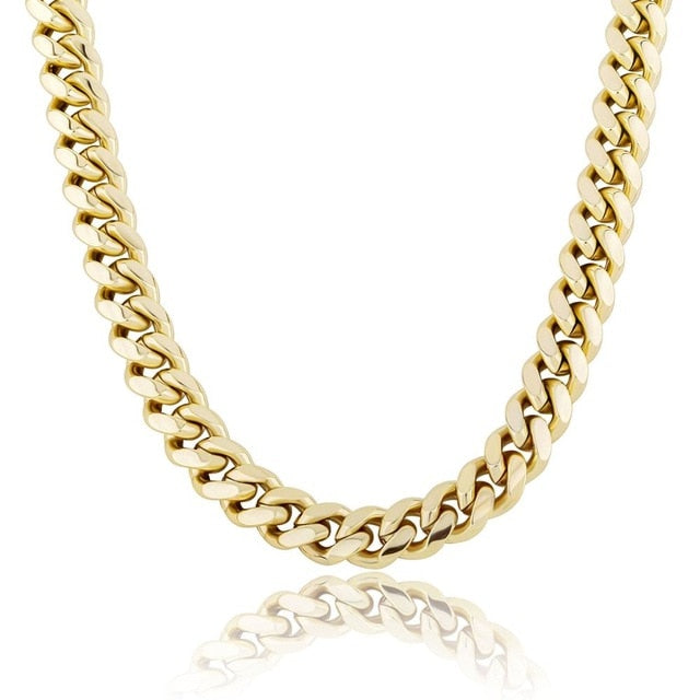 Classic Iced Gold Silver Rose Gold Hip Hop Miami Cuban Link Bling Chain Necklace