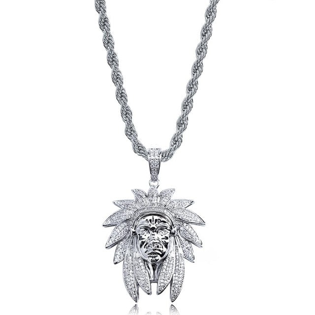 Bling Bling AAA Micro Pave The Chief Flooded Ice Hip Hop Pendant Chain Necklace
