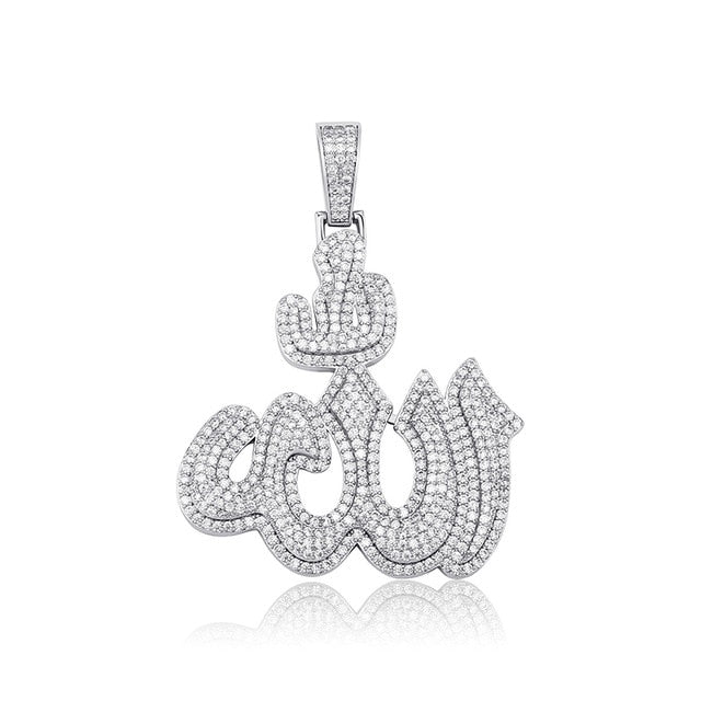 Total Iced New Allāh Bling AAA True Micro Pave Spiritual Pendant Chain Necklace