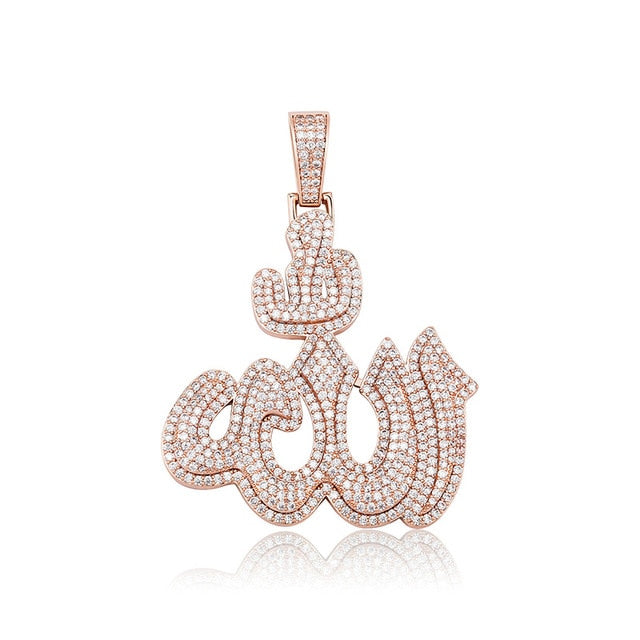 Total Iced New Allāh Bling AAA True Micro Pave Spiritual Pendant Chain Necklace