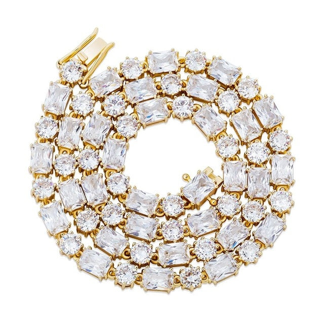 Ladies Bling 6mm Choker Style Round Princess Cut Handset Stone Chain Necklace