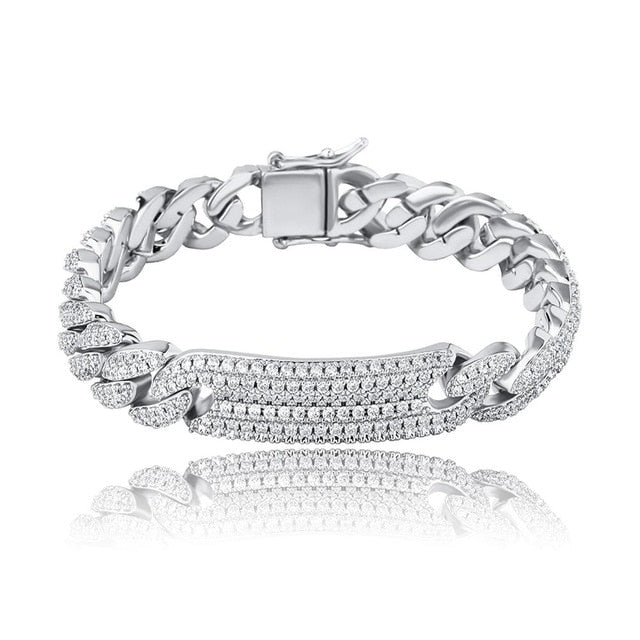 Flooded Ice AAA Micro Pave 9mm ID Style Miami Cuban Hip Hop Chain Bracelet