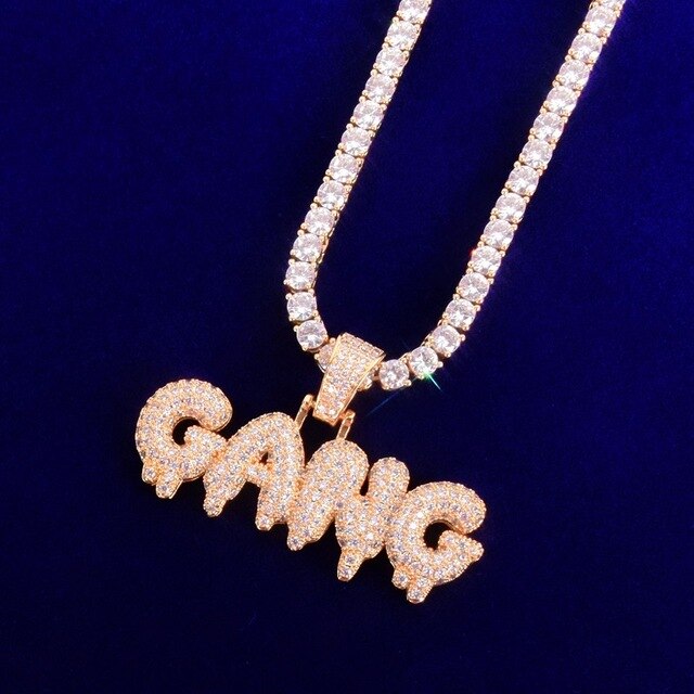 The Gang | Flooded Ice Drip Drop Prong Set Hip Hop Pendant | Bling