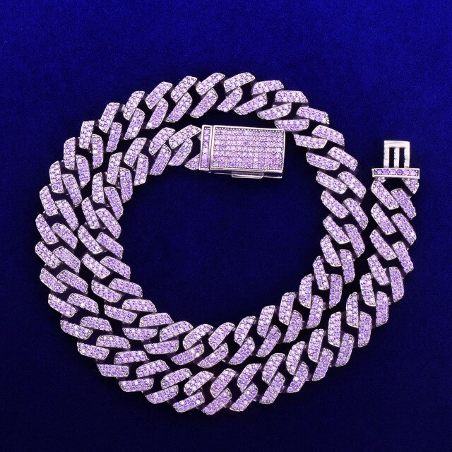 Candy Cubans | 10MM Purple Blue Flooded Ice Designer Cut Cuban Link Bling  Chain Necklaces