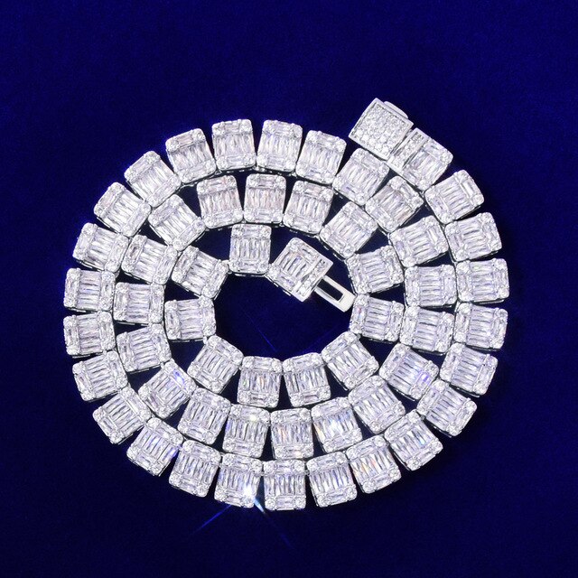 Super Star | 9MM Street Rock 24k Gold Square Baguette Flooded Ice Hip Hop Chain Necklace