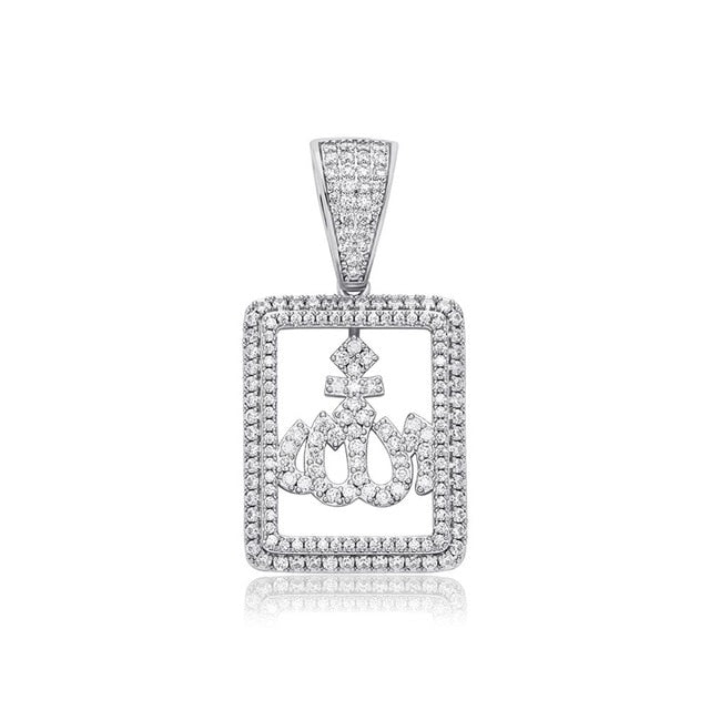 14K Rose Gold 925 Silver Flooded Ice Peace Love Allah Simulate Diamond Hip Hop Pendant