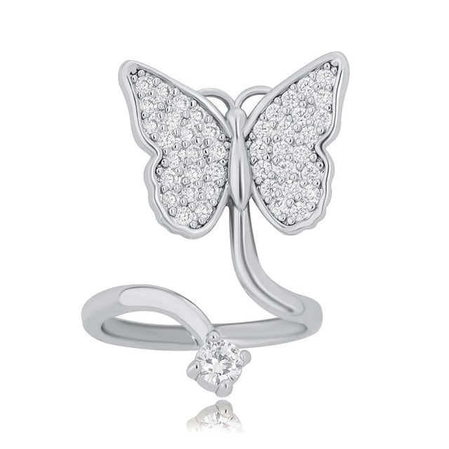 Ladies Flooded Ice Butterfly Fashion Adjustable Finger Nail Rings
