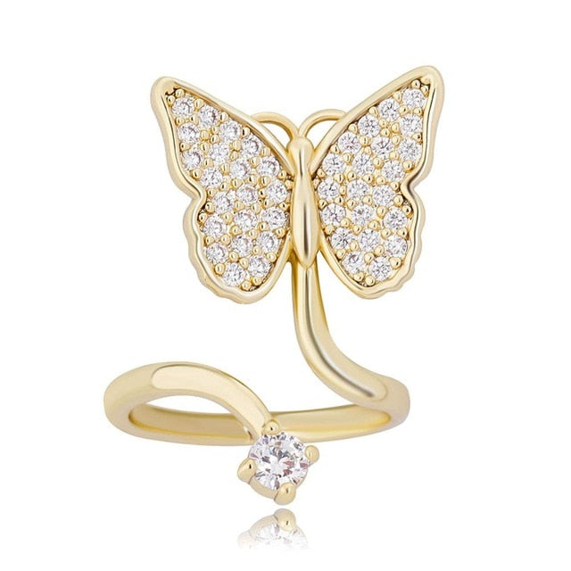 Ladies Flooded Ice Butterfly Fashion Adjustable Finger Nail Rings