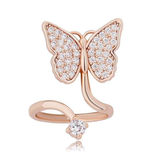 Ladies Flooded Ice Butterfly Fashion Adjustable Finger Nail Rings