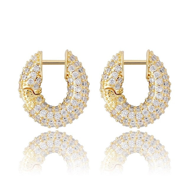 Ladies Beautiful Iced Fashion 3AAA Stone Bling Cube Earrings