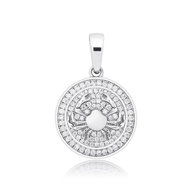 14k Gold Rose Gold .925 Silver Constellations Astrology Simulate Diamond Bling Pendants