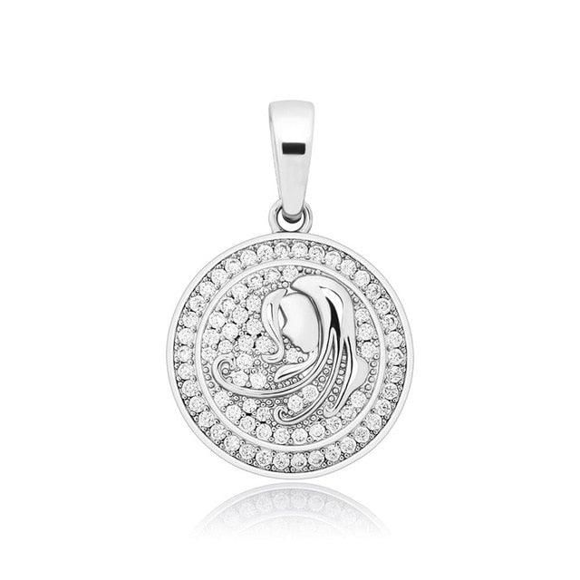14k Gold Rose Gold .925 Silver Constellations Astrology Simulate Diamond Bling Pendants