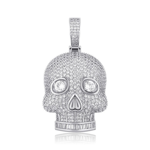 Totally Iced Full Micro Pave Stone Eye Hip Hop Skull Pendant Chain Necklaces