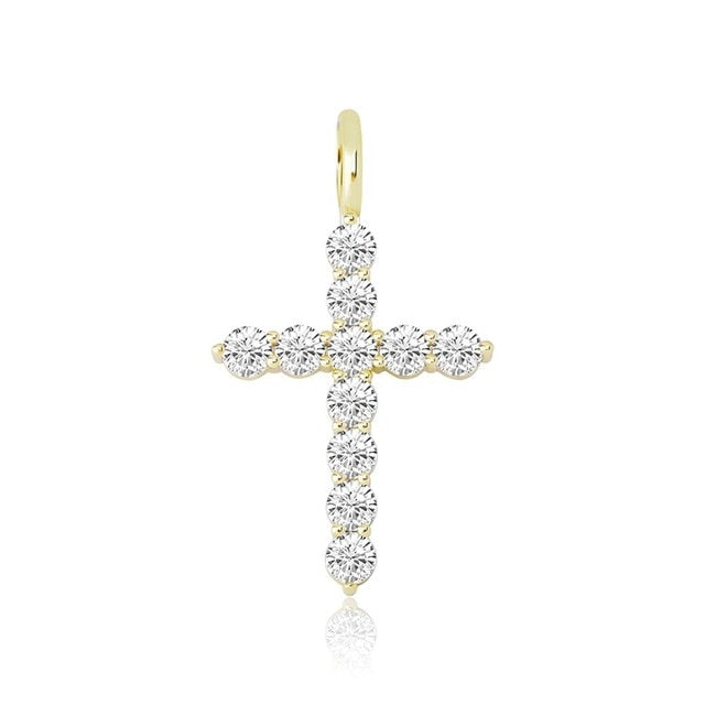 All Ice Top Fashion Hip Hop 14k Silver Rose Gold Cross Pendant Chain Necklace