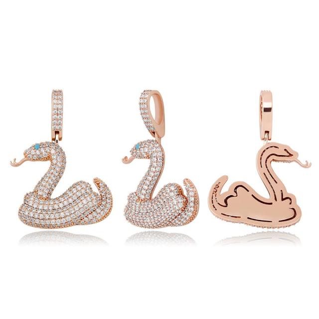 AAA True Micro Pave Coiled Snake Hip Hop Pendant Chain Necklace