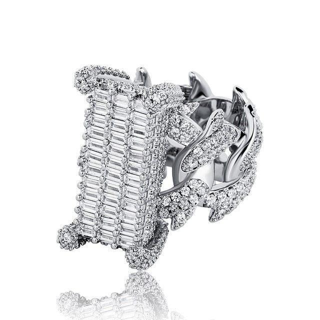 Ultra Ice Baguette Crown of Thorns Hip Hop Rings