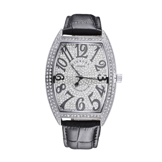 Mens Luxury Waterproof Leather Band Irregular Shape Fashion Hip Hop Watches