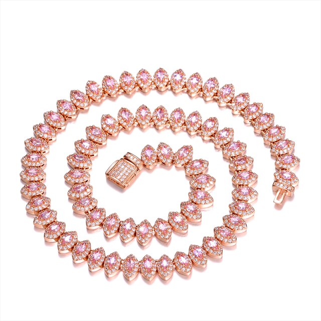 Flooded Ice Horse Eye 8mm AAA True Micro Pave Stone Bling Chain Necklace