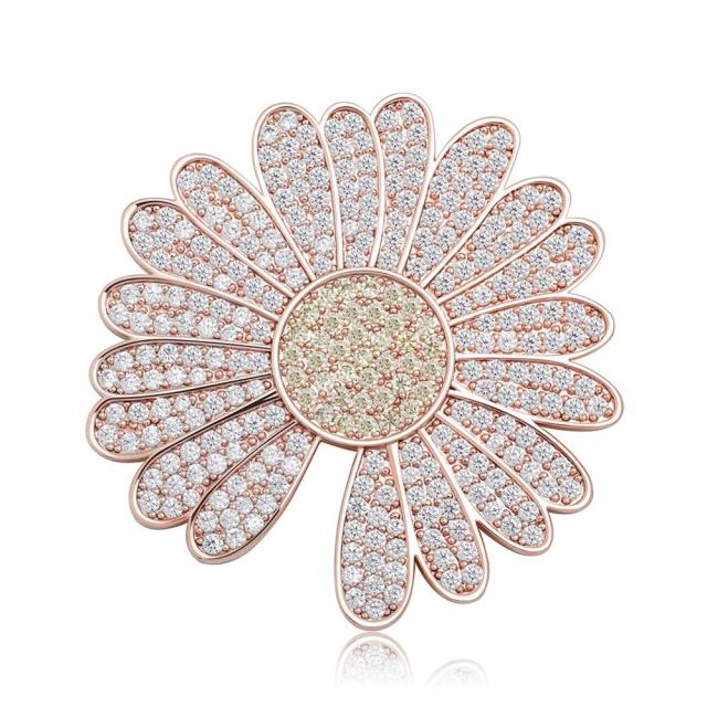 BlingJewelz Plucked Daisy 14k Rose Gold 925 Silver Bling Bling Fashion Iced Necklace