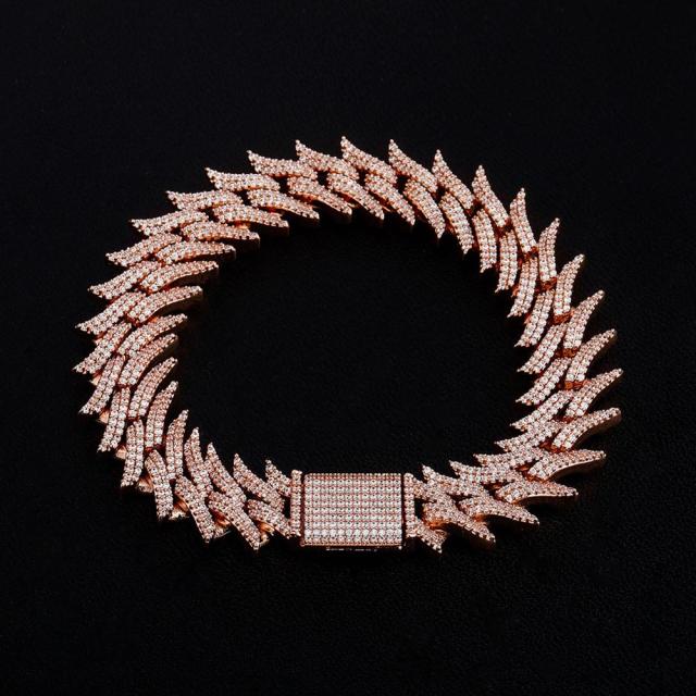 15mm Miami Cuban Link Crown Of Thorns Hip Hop Street Wear Bracelets