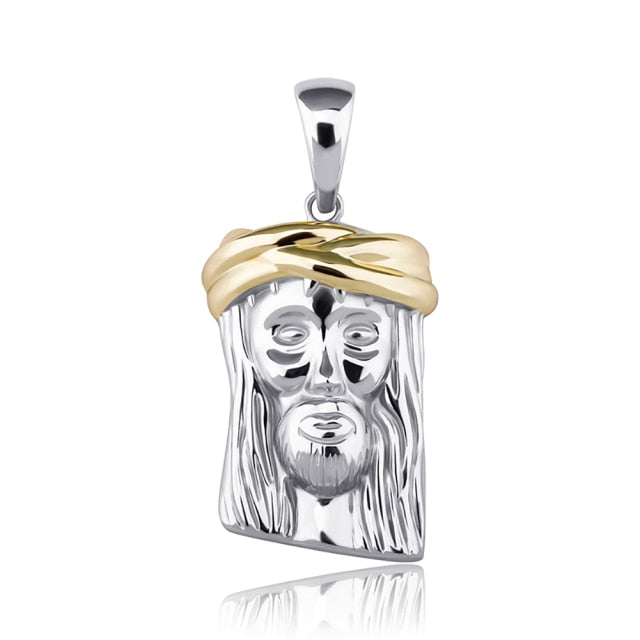 Street Wear Casual Fine Jewelry Solid 925 Sterling Silver Jesus Piece Pendant Chain Necklace