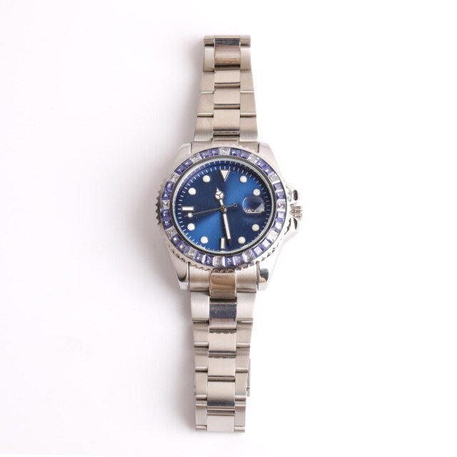 Men’s Flooded Ice Bezel Presidential Hip Hop Stainless Steel Bling Wrist Watch
